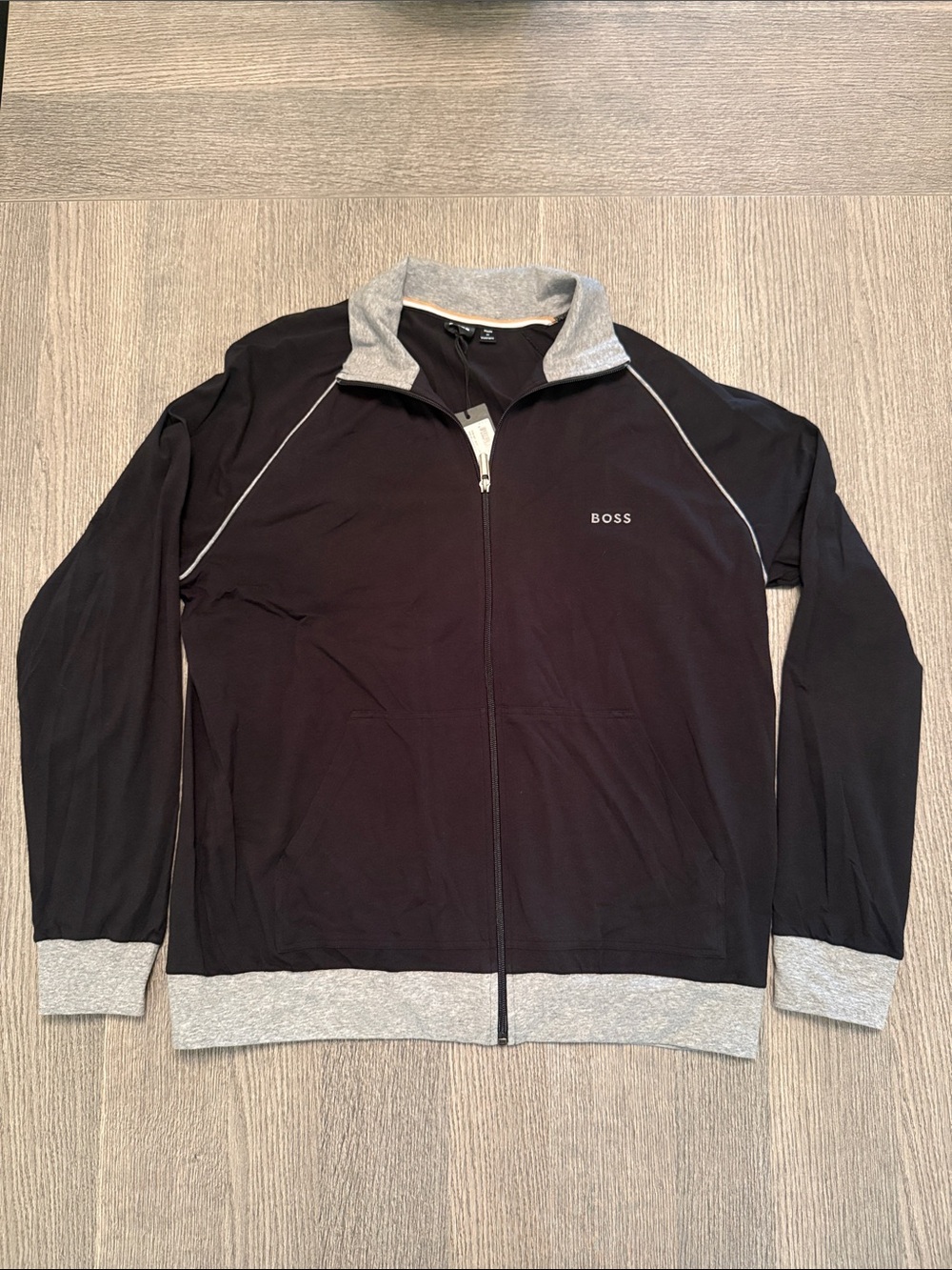 BOSS Black Zip-Up with Gray Trim